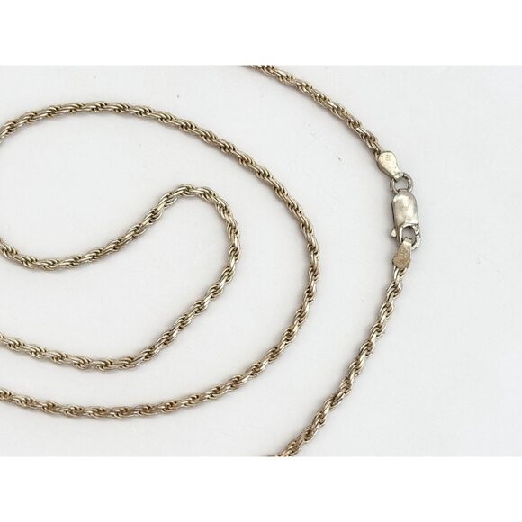 Italian Vermeil Gold T Wheat Chain Sterling Silver 925 Vintage Necklace - 24" - Picture 8 of 9